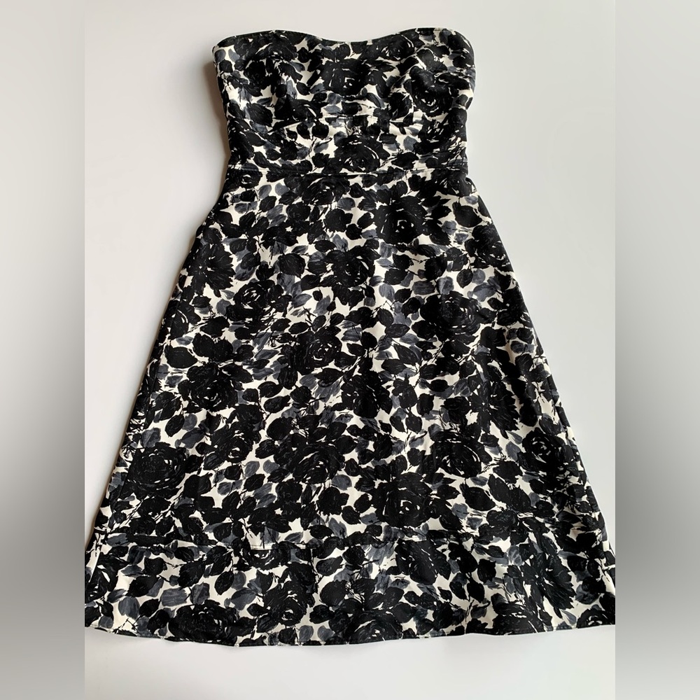 J. Crew silk strapless black and white dress size 2